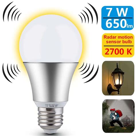 aluminum Radar Motion Sensor Light Bulb 7W Smart Bulb LED E26 E27 Night Lights warm white cool ...