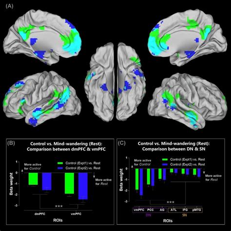 (A) Brain regions showing significantly greater activity for ...