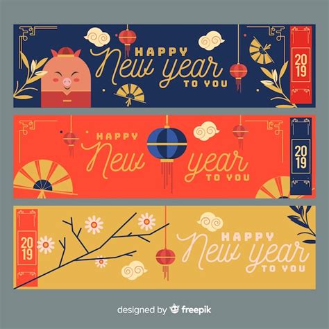 Free Vector | Creative chinese new year banners