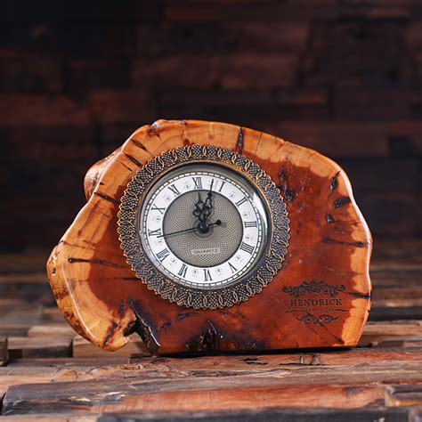 Personalized Cedar Wood Quartz Executive Office Desk Clock - Teals Prairie & Co.®