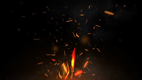 Fire flying sparks on a black background, vector realistic illustration ...