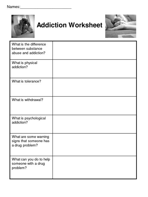 Worksheets For Substance Abuse