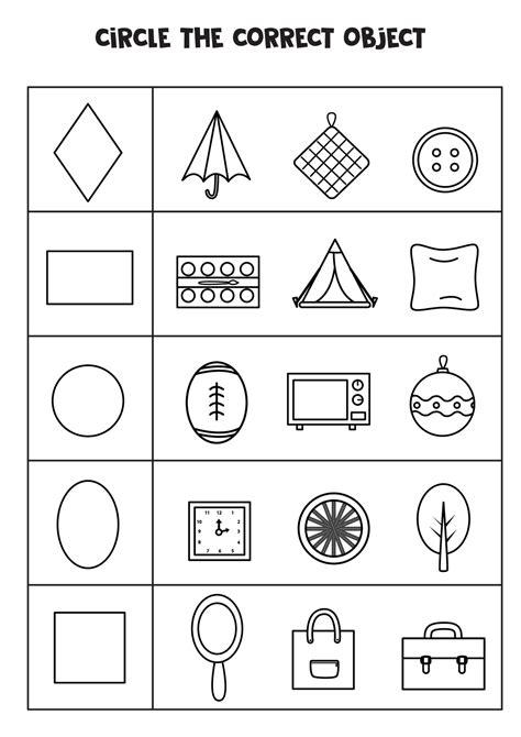 Worksheet for learning geometrical shapes. Matching objects. 3393856 ...