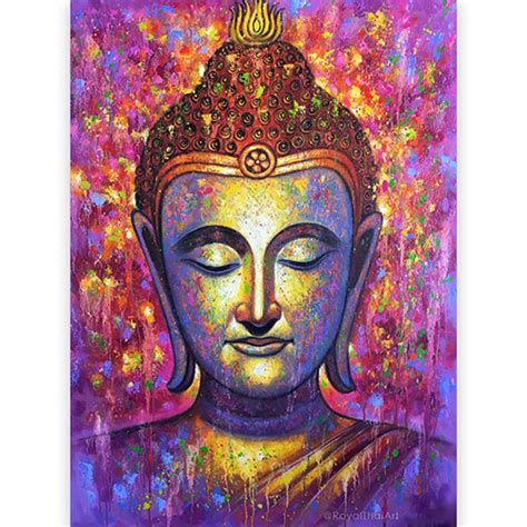 Colorful Buddha Face Art Paintings Online l Royal Thai Art