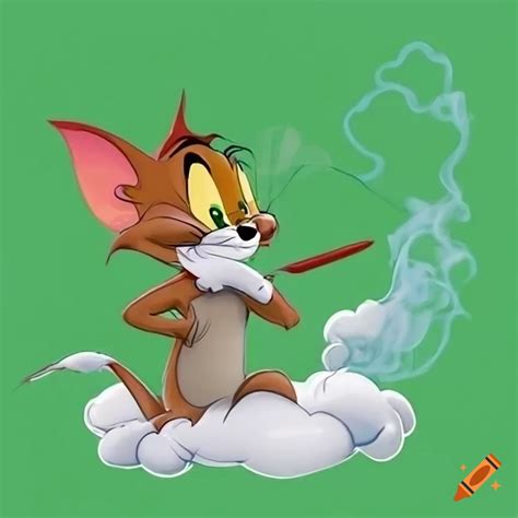 Tom and jerry smoking with green background on Craiyon