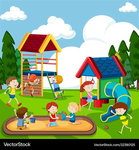 Children playing on playground Royalty Free Vector Image
