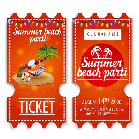 Premium Vector | Tickets to the summer beach party