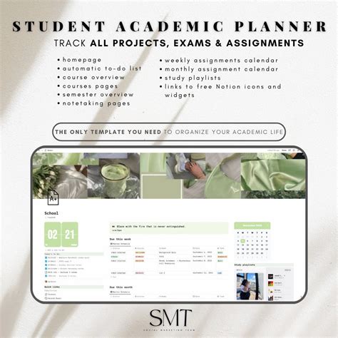 Notion Template Student Planner Academic Planner, School Planner for Notion Study Notion Planner ...