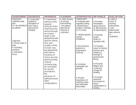 Nursing Care Plan Cesarean Delivery | PDF | Pain | Caesarean Section