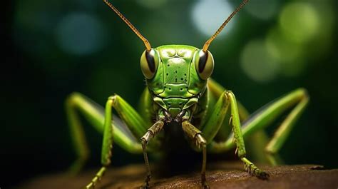 Premium AI Image | Green locust on Leaf Beautiful locust high contrast