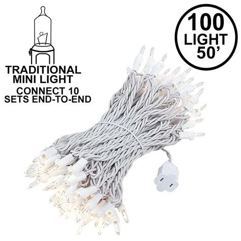 White Wire 100 Light Christmas Mini Lights - Novelty Lights Inc