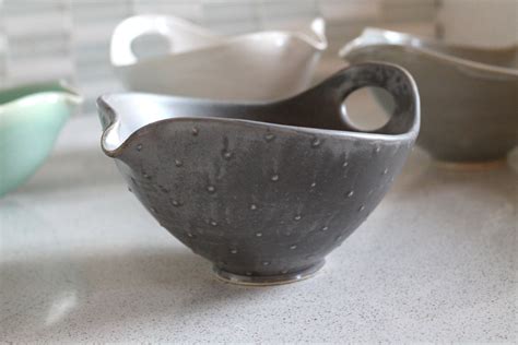 NEW Batter Bowl Pottery Bowl with Spout and Handle Polka