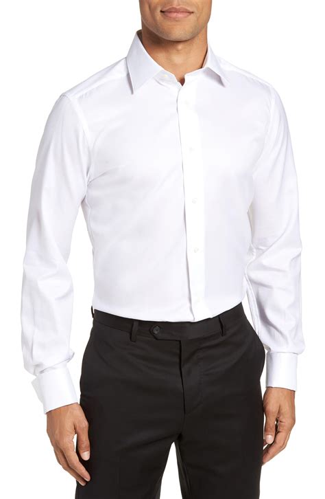 David Donahue Trim Fit Solid French Cuff Tuxedo Shirt in White for Men ...