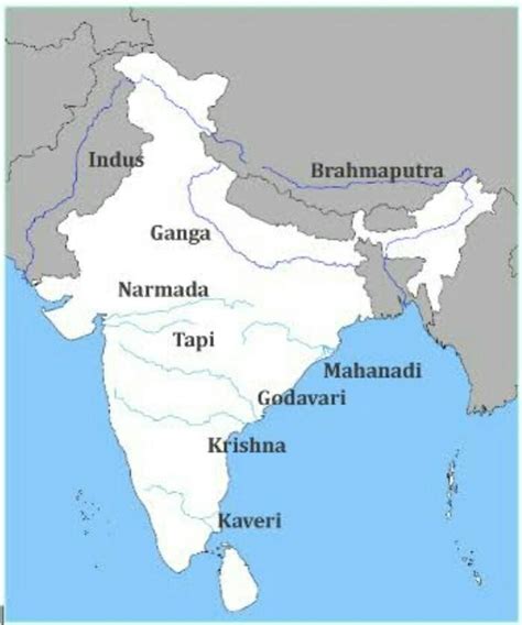 Mark the following rivers in the river map: Indus, Ganga, Brahmaputra ...