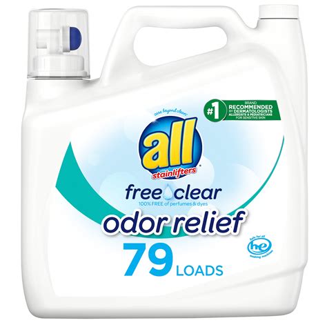 all Liquid Laundry Detergent, Free Clear with Odor Relief, 141 Fluid ...