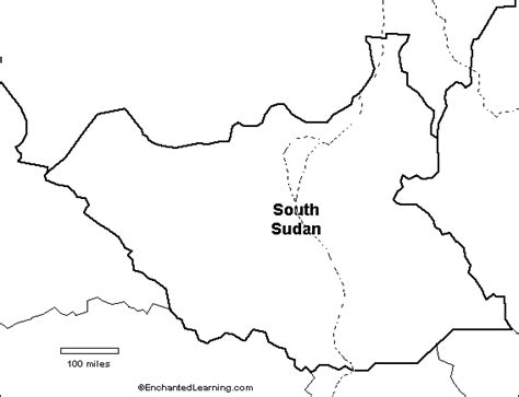 Outline Map: South Sudan - EnchantedLearning.com