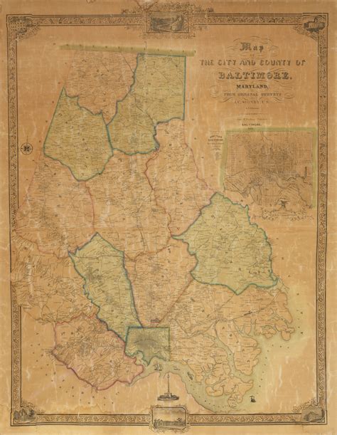 The first printed map of Baltimore County Maryland - Rare & Antique Maps