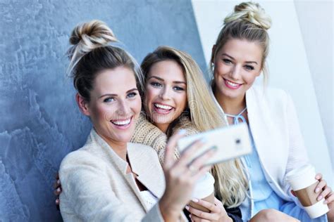 Happy Group of Friends Taking Selfie Outside in Autumn Season Stock ...