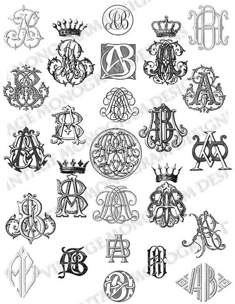 Collection of vintage monograms compiled from antique books and ...