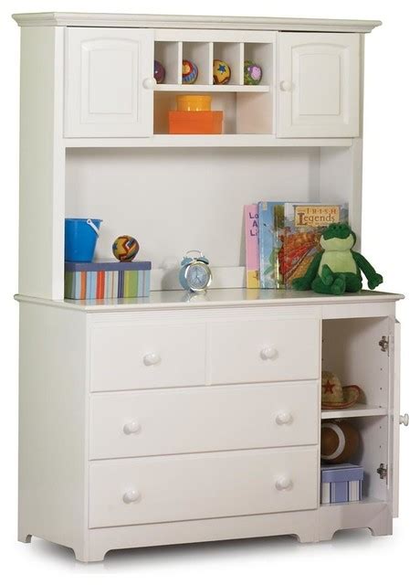 Windsor 3 Drawer Dresser w Hutch in White Fin - Contemporary - Kids ...