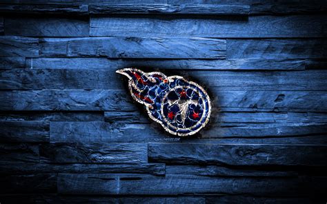 Download wallpapers Tennessee Titans, 4k, scorched logo, NFL, blue wooden background, american ...