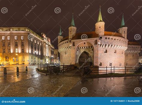 Krakow by Night / the Old Town and Historical Architecture Stock Image ...