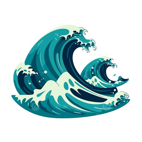 Tidal Wave Clipart The Great Wave In A Blue And Turquoise Color Cartoon ...