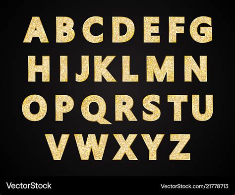 English Alphabet With Glitter Letters In Gold Vector Image | The Best ...