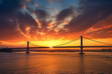 Osaka Bay Bridge At Sunset Background, High Resolution, Tourist Destination, Gwangan Bridge ...