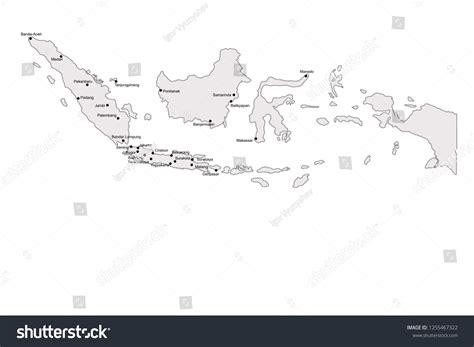 Indonesia Outline Map Major Cities Urban: vector de stock (libre de ...