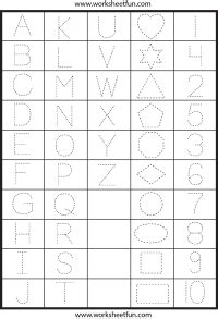 Letters, Numbers And Shapes Tracing Worksheets / FREE Printable Worksheets – Worksheetfun