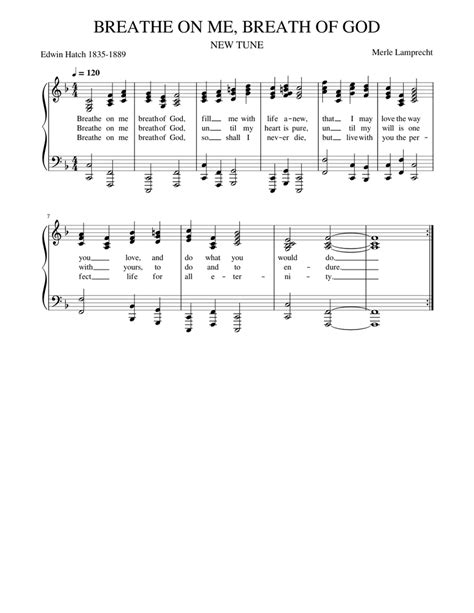 BREATHE ON ME, BREATH OF GOD Sheet music for Piano (Church Choir) Easy ...