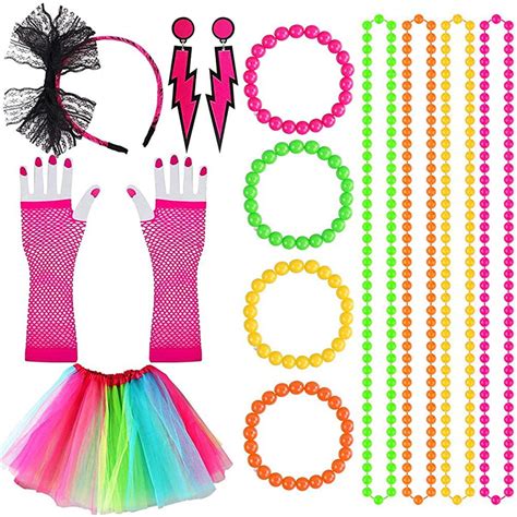 Bestope 80s Fancy Dress Costume Accessories Women's Outfit Party ...