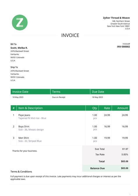 Free Sales Invoice Template | Printable Sales Invoice | Zoho Invoice