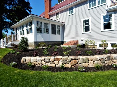 Fieldstone rock wall and plantings Landscape Maintenance, Small Outdoor Spaces, Landscape ...