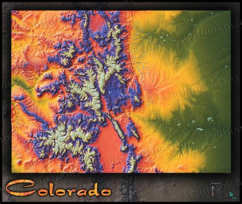 Colorado Topographic Map With Elevations | World Map Gray