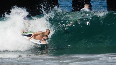 June 23, 2015 - Manhattan Beach Pier bodyboarding and surfing - YouTube