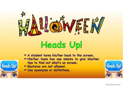 Heads Up! Game - Halloween (wit…: English ESL powerpoints