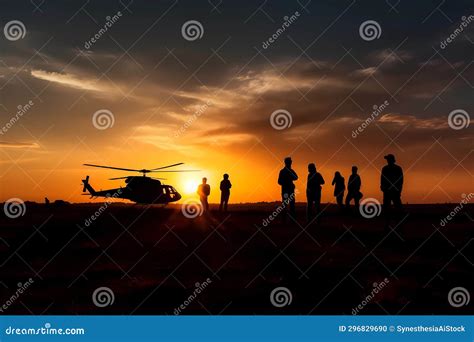 Military Soldiers Army Force Operation Mission at Sunset in Enemy Filed ...