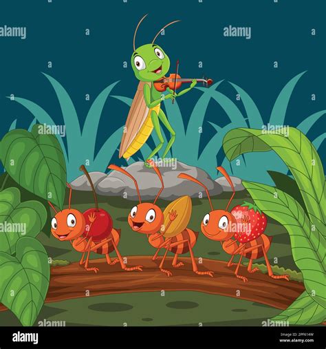 Cartoon ant and grasshopper in the garden Stock Vector Image & Art - Alamy