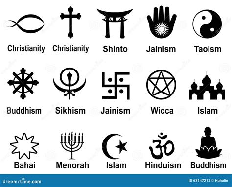 Black Religious Symbols Icons Set Stock Vector - Image: 63147213