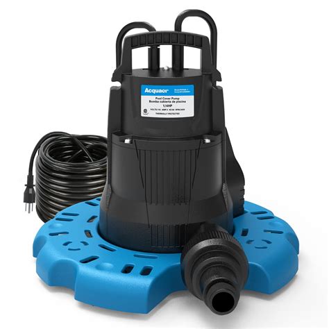 Acquaer 1/4 HP Automatic Swimming Pool Cover Pump, 115 V Submersible Pump with 3/4” Check Valve ...