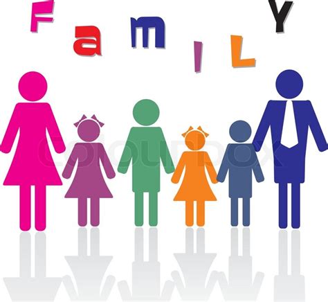 Family of six members illustration | Stock vector | Colourbox