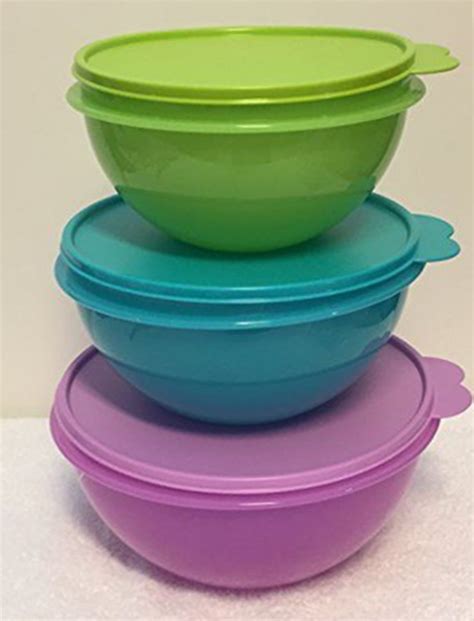 TUPPERWARE 3 Wonderlier Nesting Mixing Bowls 6-c Salsa Verde 8.75-c Tr – Plastic Glass and Wax ~ PGW