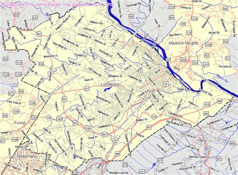 Lynchburg VA Roads Map Free Printable Highway Map Lynchburg City | Virginia Map