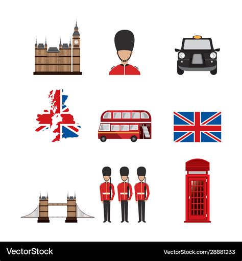 Bundle britain culture icons Royalty Free Vector Image