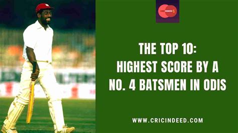 Top 10: Highest Score by a No. 4 Batsman in ODI - CricIndeed