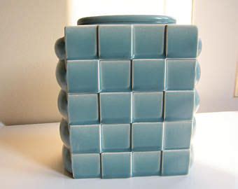 Beswick Mid Century Cubist Design Ceramic Vase, Vintage Beswick Aqua ...