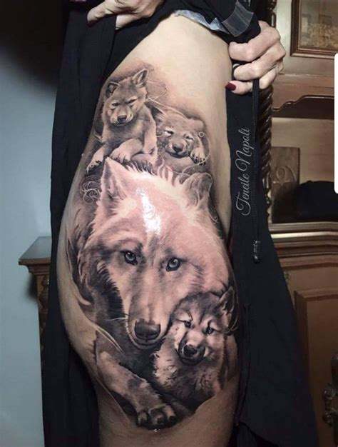 Mother wolf and her pups. Tattoo designed and done by Teneile Napoli from Garage Ink Manor ...