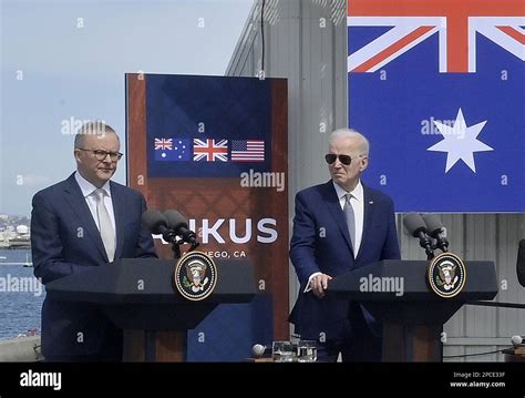 San Diego, United States. 13th Mar, 2023. Australian Prime Minister Anthony Albanese (L) speaks ...